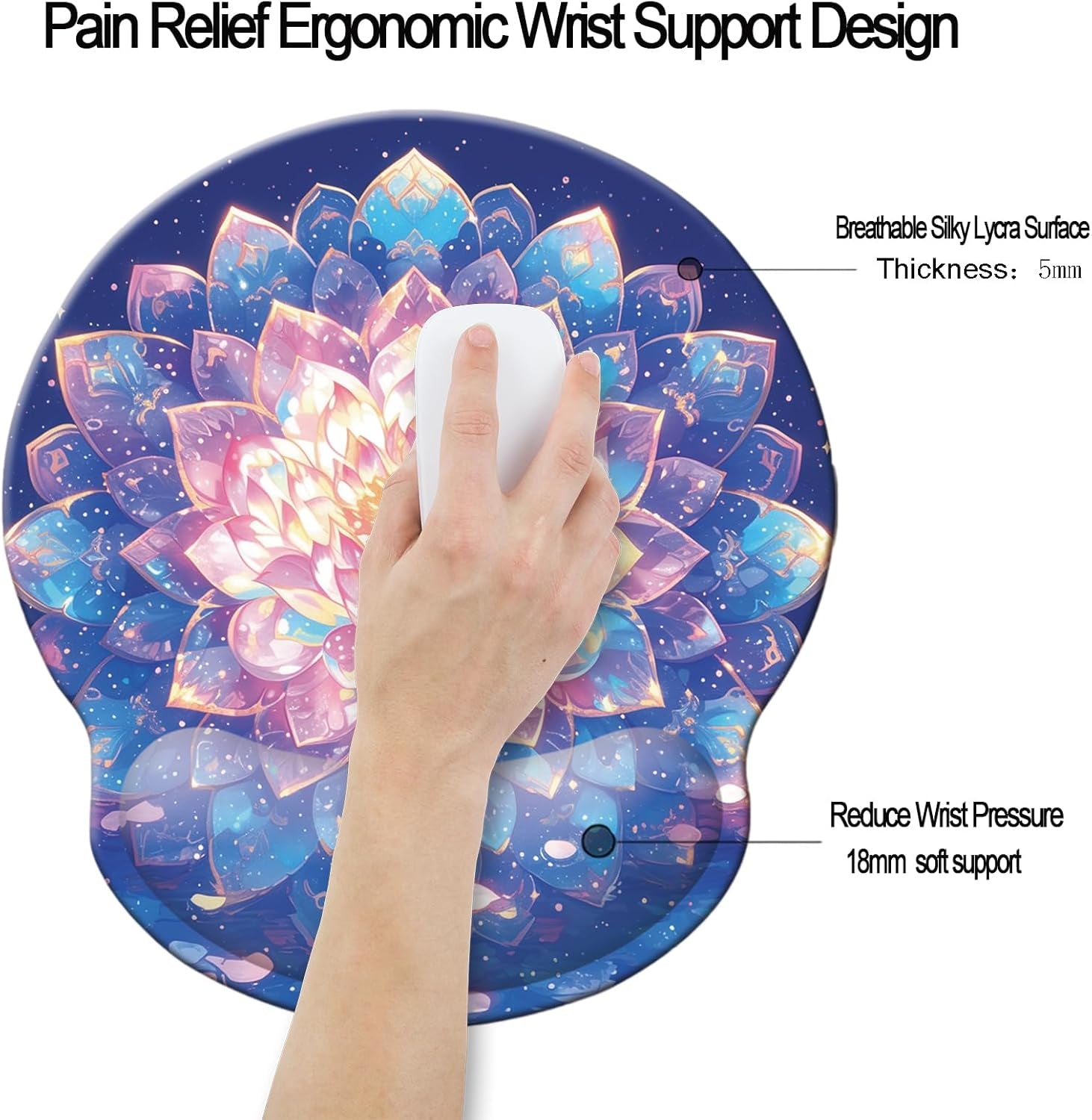Memory Foam Wrist Support Mouse Pad Comfortable Padded Wrist Mousepads 9In X10In Desktop Notebook Mouse Mat (Galaxy Foam)