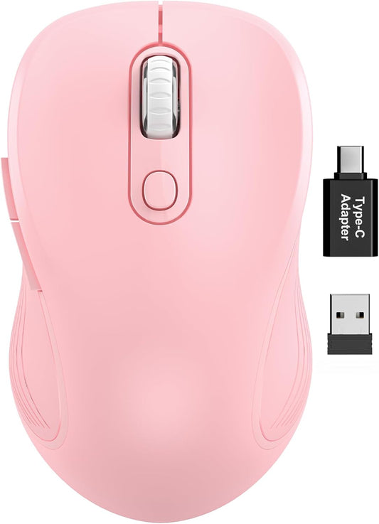 Wireless Mouse E702 2.4Ghz Portable Computer Mouse with USB Receiver, Comfortable Silent Mice for Laptop, Chromebook, PC, Notebook, Desktop, Windows, Mac (Blue&Pink)
