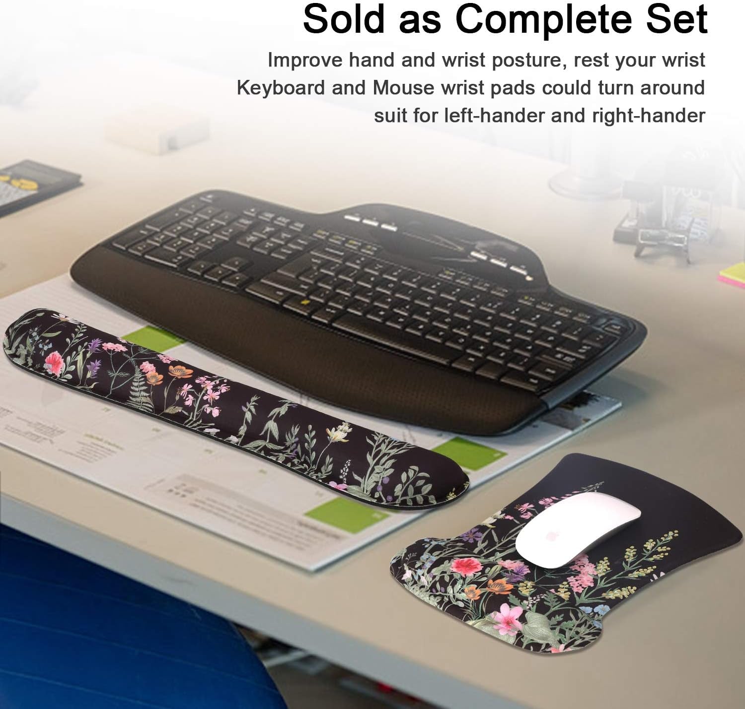 Keyboard Wrist Rest and Mouse Wrist Rest Pad, Made of Memory Foam, Ergonomic Support, Easy Typing and Relieve Wrist Pain, Perfect for Gaming, Computer, Office, Laptop (G-Morandi)