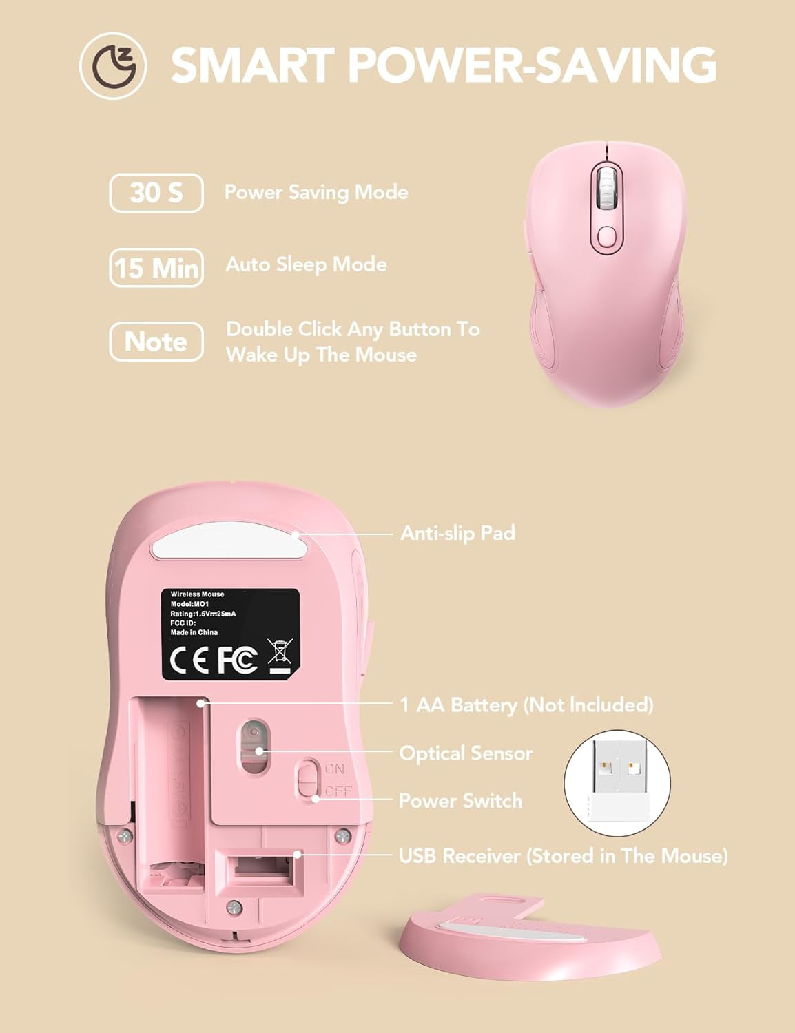 Wireless Mouse E702 2.4Ghz Portable Computer Mouse with USB Receiver, Comfortable Silent Mice for Laptop, Chromebook, PC, Notebook, Desktop, Windows, Mac (Blue&Pink)