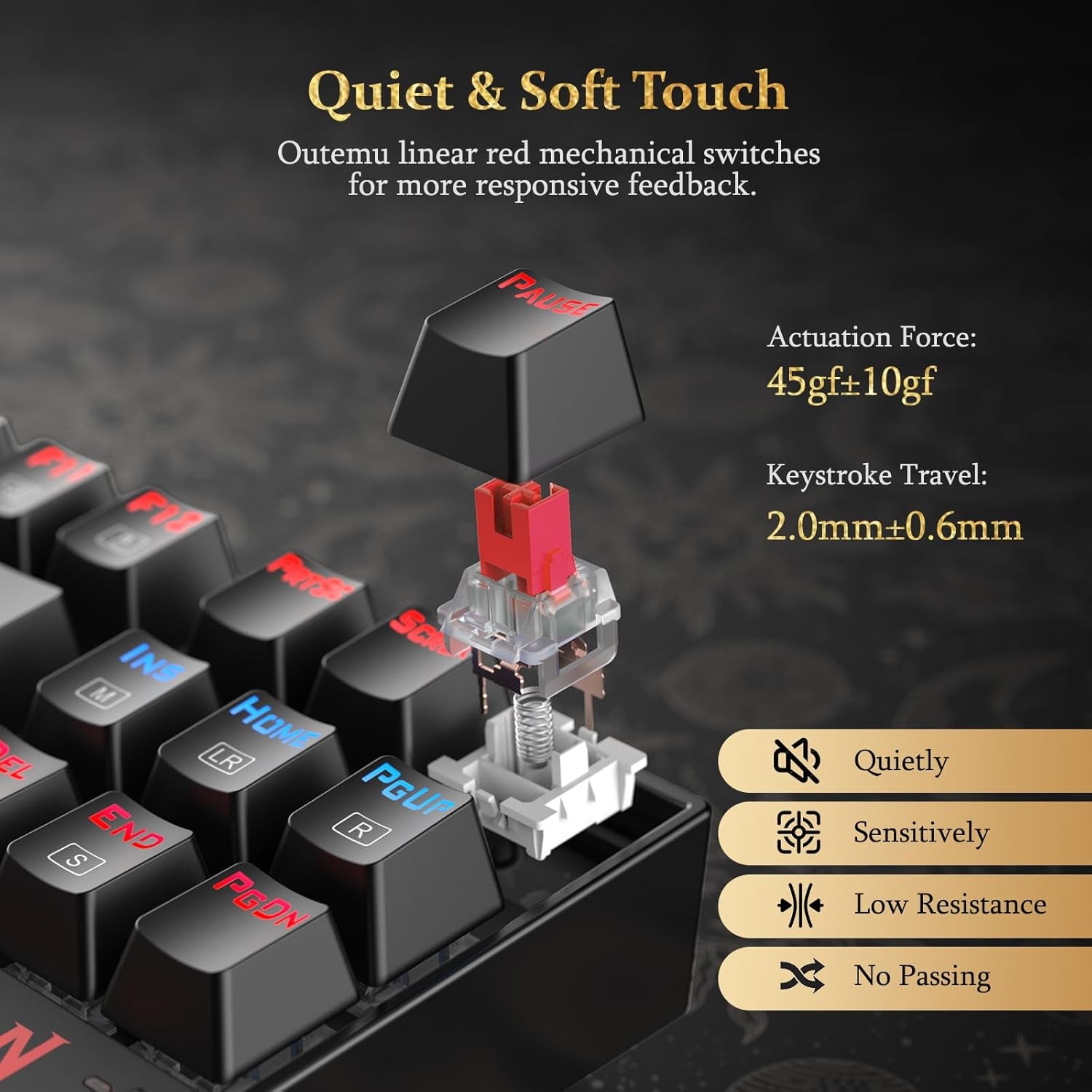 K552P Mechanical Gaming Keyboard TKL with 18 Backlight Modes, Hot-Swappable Blue Switches, 87-Key Compact Ergonomic Design, N-Key Rollover & Software Programmable Macro - RGB, White