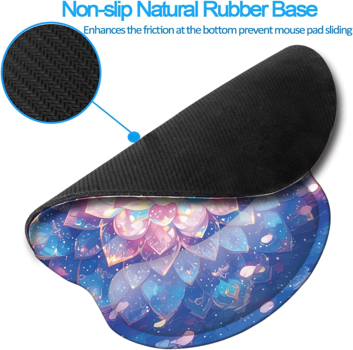 Memory Foam Wrist Support Mouse Pad Comfortable Padded Wrist Mousepads 9In X10In Desktop Notebook Mouse Mat (Galaxy Foam)