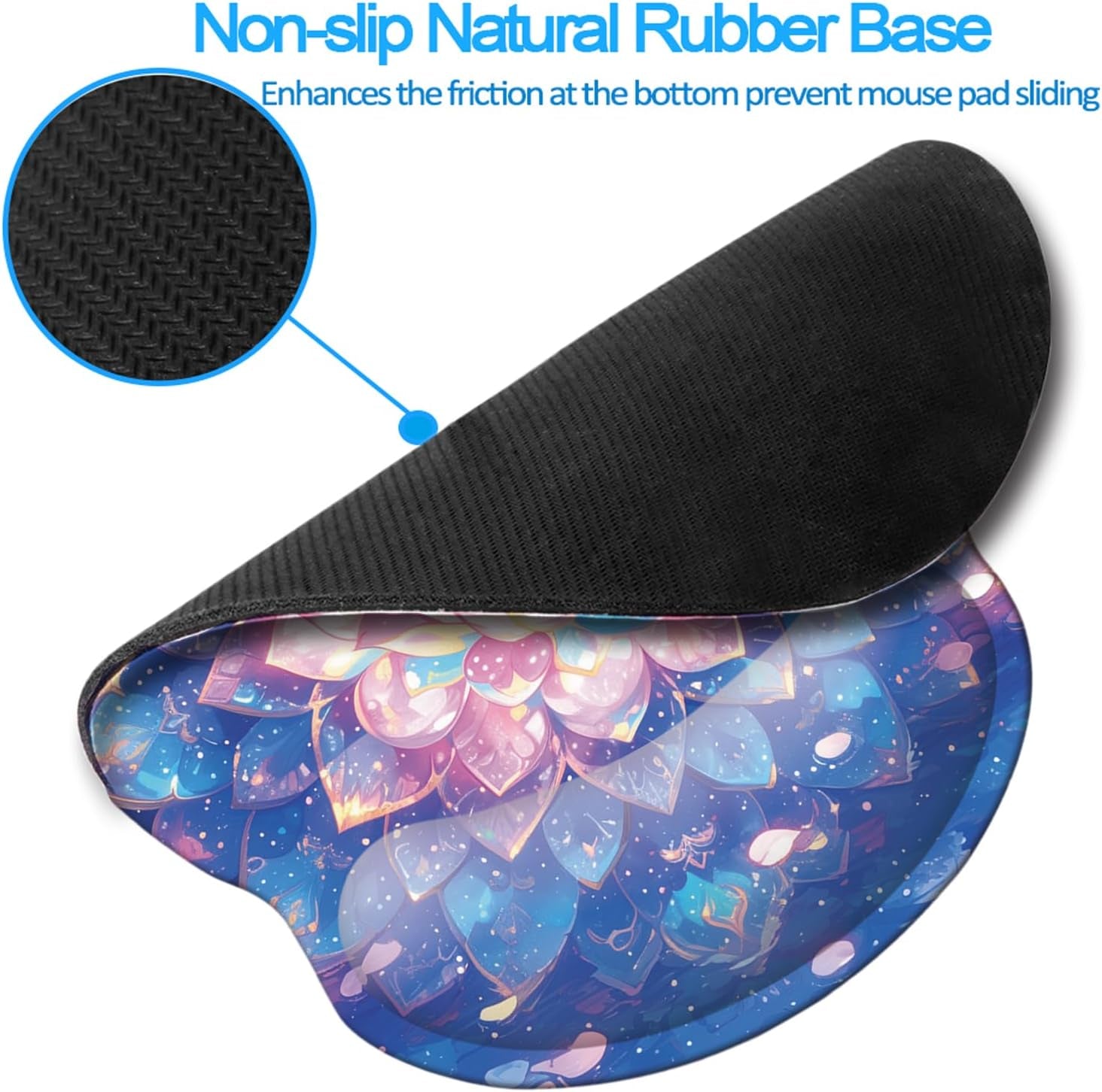 Memory Foam Wrist Support Mouse Pad Comfortable Padded Wrist Mousepads 9In X10In Desktop Notebook Mouse Mat (Galaxy Foam)