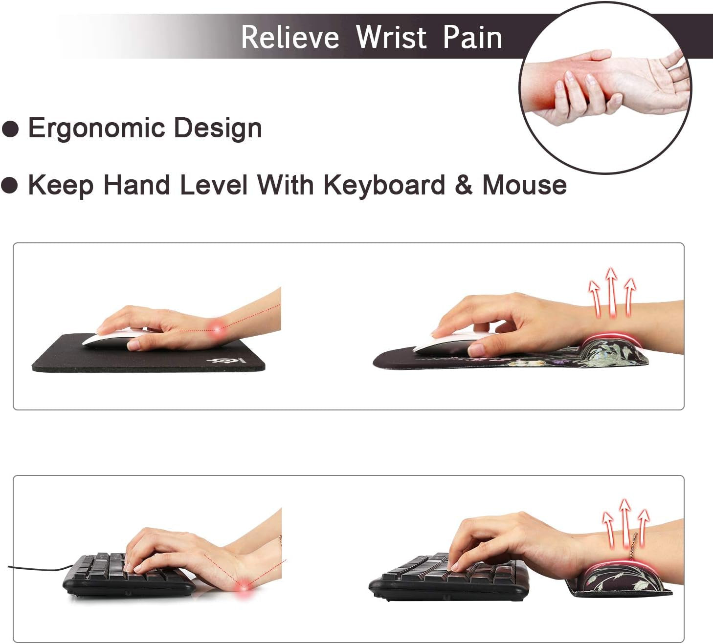 Keyboard Wrist Rest and Mouse Wrist Rest Pad, Made of Memory Foam, Ergonomic Support, Easy Typing and Relieve Wrist Pain, Perfect for Gaming, Computer, Office, Laptop (G-Morandi)
