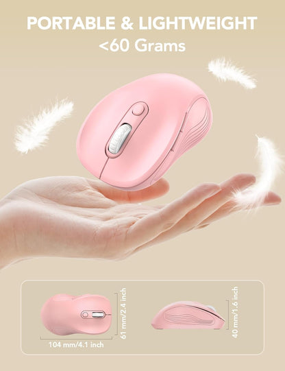 Wireless Mouse E702 2.4Ghz Portable Computer Mouse with USB Receiver, Comfortable Silent Mice for Laptop, Chromebook, PC, Notebook, Desktop, Windows, Mac (Blue&Pink)